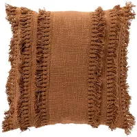 Dutch decor - FARA - Sierkussen 45x45 cm - 100% katoen - met franjes - Tobacco Brown - bruin