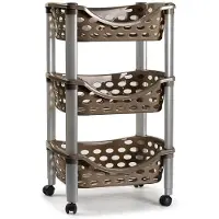 Forte Plastics Keukentrolley/roltafel 3 laags kunststof bruin 40 x 65 cm - Opberg trolley