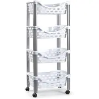 Forte Plastics Keukentrolley/roltafel 4 laags kunststof wit 40 x 88 cm - Opberg trolley