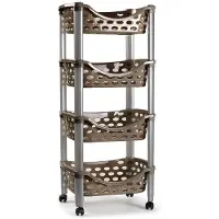 Forte Plastics Keukentrolley/roltafel 4 laags kunststof bruin 40 x 88 cm - Opberg trolley