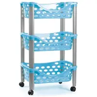 Forte Plastics Keukentrolley/roltafel 3 laags kunststof blauw 40 x 65 cm - Opberg trolley