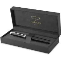 Parker Ingenuity Vulpen | Core-collectie | Zwart met chroomafwerking | medium punt | Zwarte inkt | Geschenkdoos