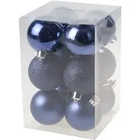 COSY&TRENDY Cosy & Trendy Kerstballen - 24x - donkerblauw - 6 cm - kunststof Mat/glans - Onbreekbare kerstballen - Kerstboomversiering