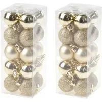 COSY&TRENDY 40x stuks kleine kunststof kerstballen goud 3 cm mat/glans/glitter - Onbreekbare plastic kerstballen - Kerstversiering