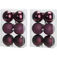 COSY&TRENDY Cosy & Trendy Kerstballen - 18x st - bordeaux rood - 8 cm - kunststof - kerstversiering - kerstboomversiering