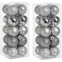 COSY&TRENDY Cosy & Trendy Kerstballen - 40x kunststof - zilver - 3 cm - mat glans glitter