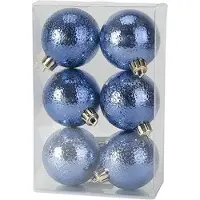 COSY&TRENDY 6x Donkerblauwe kunststof kerstballen 6 cm - Cirkel motief - Onbreekbare plastic kerstballen - Kerstboomversiering donkerblauw