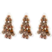 COSY&TRENDY 51x stuks kleine kunststof kerstballen koper 3 cm mat/glans/glitter - Onbreekbare plastic kerstballen - Kerstversiering