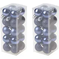 COSY&TRENDY Cosy & Trendy mini kerstballen - 40x st - donkerblauw - 3 cm - kunststof