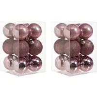 COSY&TRENDY 24x Roze kunststof kerstballen 6 cm - Mat/glans - Onbreekbare plastic kerstballen - Kerstboomversiering roze
