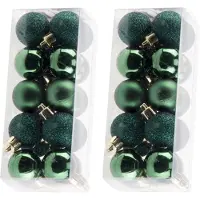 COSY&TRENDY 60x stuks kleine kunststof kerstballen donkergroen - Mat/glans/glitter - Onbreekbare plastic kerstballen - Kerstversiering