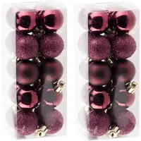 COSY&TRENDY Cosy & Trendy Kerstballen - 40x - aubergine roze - kunststof - mat - glans - glitter - onbreekbaar
