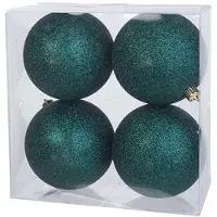 COSY&TRENDY 8x Petrol blauwe kunststof kerstballen 10 cm - Glitter - Onbreekbare plastic kerstballen - Kerstboomversiering petrol blauw