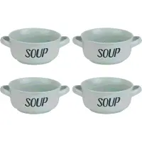 Cosy & Trendy 4x Groene soepkommetjes van aardewerk 13,5 cm 470 ml - Kommetjes