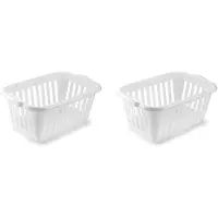 Forte Plastics 2x stuks kunststof open wasmand van 35 liter in het wit - Wasmanden