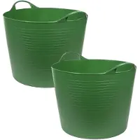 Benson 2x stuks flexibele kuip emmers/wasmanden rond groen 45 liter - Wasmanden