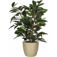 Mica Decorations Groene ficus kunstplant 40 cm met plantenpot parelgoud D13.5 en H12.5 cm - Kunstplanten