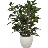 Mica Decorations Groene ficus kunstplant 40 cm met plantenpot taupe D13.5 en H12.5 cm - Kunstplanten