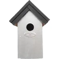 Lifetime Garden Houten vogelhuisje/nestkastje 22 cm - zwart/zilvergrijs Dhz schilderen pakket - Vogelhuisjes