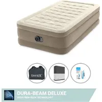 Intex luchtbed - 1 persoon - 99 x 191 x 46 cm - Beige - Met ingebouwde pomp, zwart spreihoes en reparatieset