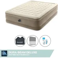 Intex Luchtbed - 2-Persoons - 152 x 203 x 46 cm - Beige - Inclusief pomp - Hoeslaken en Reparatieset