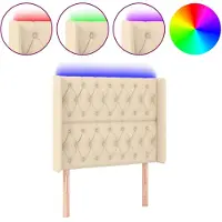 vidaXL Hoofdbord LED 93x16x118/128 cm stof crèmekleurig