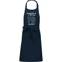 Kariban Mijncadeautje - Keukenschort - BBQ schort - Zo goed kun je er uitzien met 70 jaar - navy blue