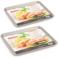 Forte Plastics Dienbladen/serveerbladen voordeelset van 2 formaten in taupe/beige kunststof - Dienbladen