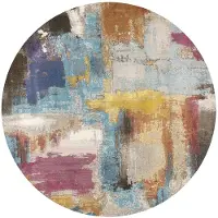 Muratap Picasso artisan vintage rond vloerkleed multi laagpolig- 160 cm