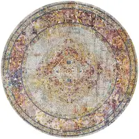 Muratap Picasso keshan vintage rond vloerkleed multi / beige laagpolig-