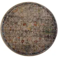 Muratap Picasso sarough vintage rond vloerkleed creme / beige laagpolig-
