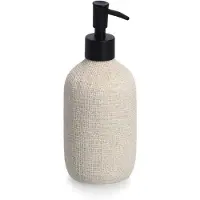 Zeller Zeeppompje/dispenser kunststeen - beige - 8 x 20 cm - Natural jute look - Zeeppompjes