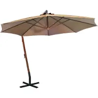 vidaXL Zweefparasol met paal 3,5x2,9 m massief vurenhout taupe