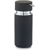 Zeller Zeeppompje/dispenser keramiek zwart - rubber coating - 6 x 16 cm - Zeeppompjes