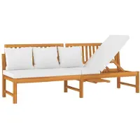 vidaXL Dagbed met crèmekleurig kussen 200x60x75 cm massief acaciahout