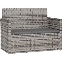 vidaXL Tuinbank met kussens 105 cm poly rattan grijs