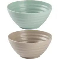 Forte Plastics Kommetjes/schaaltjes - 12x stuks - dessert/ontbijt - kunststof - Mintgroen/Taupe - Kommetjes