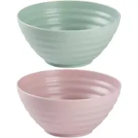 Forte Plastics Kommetjes/schaaltjes - 12x stuks - dessert/ontbijt - kunststof - Oudroze/Mintgroen - Kommetjes