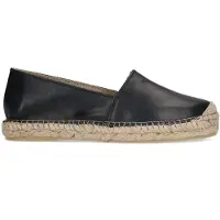 Manfield Zwarte leren espadrilles | Maat 41
