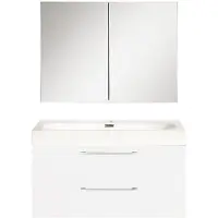 Differnz Badkamermeubelset somero met keramiek wastafel 80 cm hoogglans wit