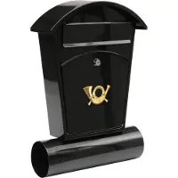 VOREL Brievenbus met krantenrol en 2 sleutels - zwart - 480x280x80 mm