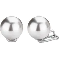 Traveller Clip Oorbellen - Oorclips Dames - Pareloorclips - Zilverkleurig - Parels ø 14 mm - Grijs - Geplatineerd - 710114