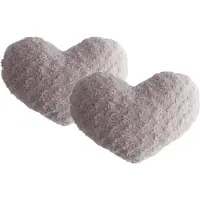 Atmosphera 2x stuks pluche kussens hart oud roze 28 x 36 cm - Sierkussens