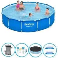 Bestway Steel Pro, ronde opblaasbare zwembad - 396x84 cm - 6-delig, model S22754