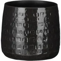 Mica Decorations Plantenpot - keramiek - zwart - 17 x 15 cm - Plantenpotten