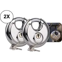 PD - Hangslot RVS 70mm Rond met Sleutels - Disselslot Geschikt - Discus - Kettingsloten Geschikt