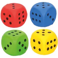 Johntoy Mini Foam Dobbelsteen/Stressball 4cm Set 4 stuks