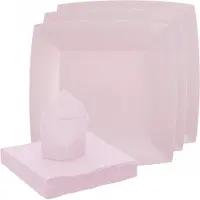 SANTEX servies set karton - 20x bordjes/20x servetten - lichtroze - Feestbordjes