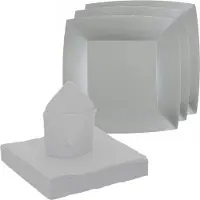 SANTEX 10x taart/gebak bordjes/25x servetten - zilver - Feestbordjes