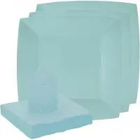 SANTEX servies set karton - 20x bordjes/25x servetten - lichtblauw - Feestbordjes